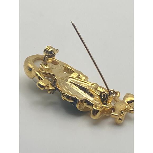 Vintage Carolee Enamel Girl Pig Tails Dangling Bear Gold Tone Costume Brooch - Picture 8 of 10